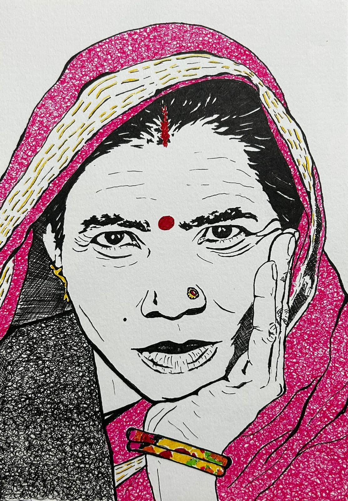 Ink artwork by Vikas Kumar (piece-07).