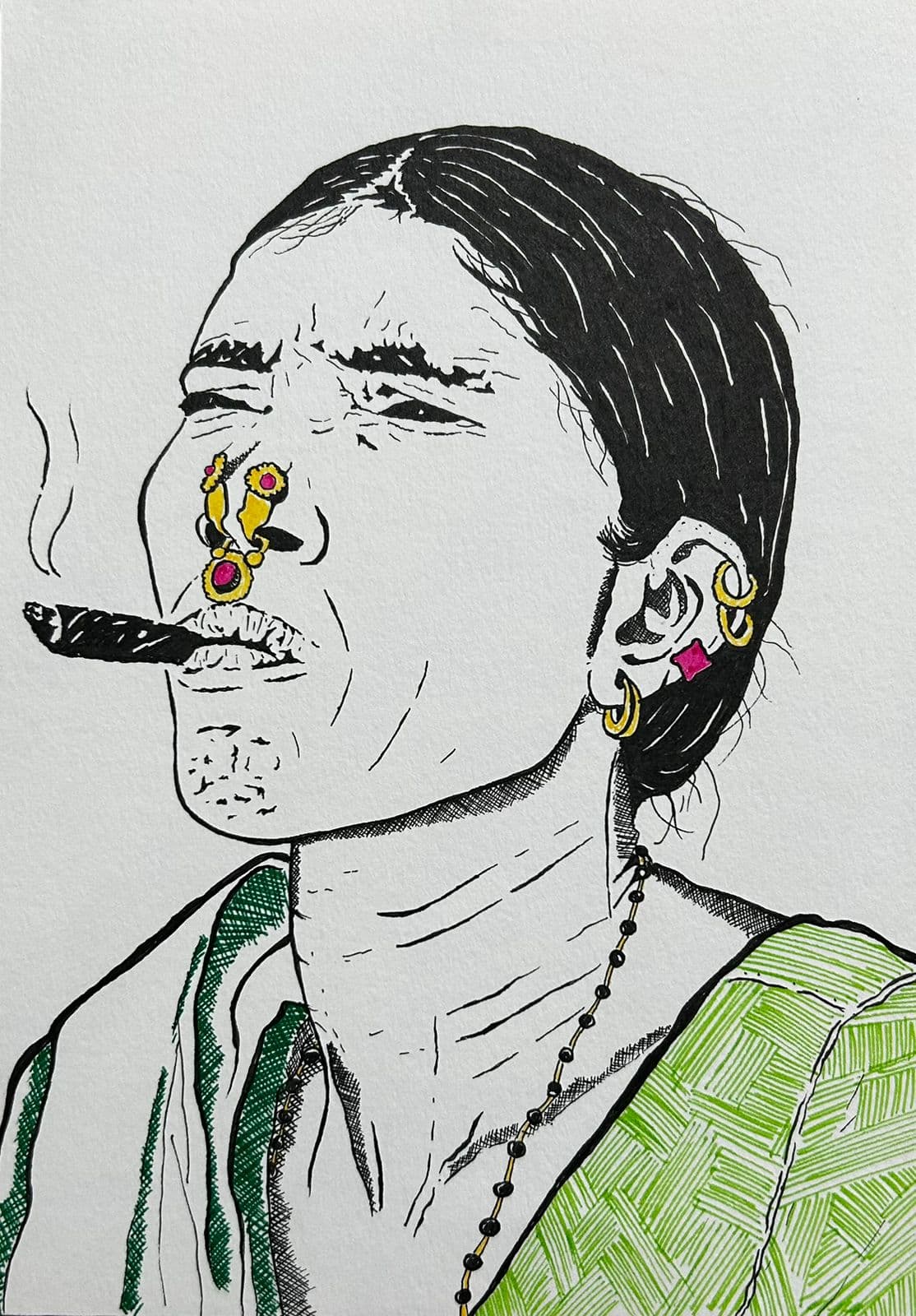 Ink artwork by Vikas Kumar (piece-02).